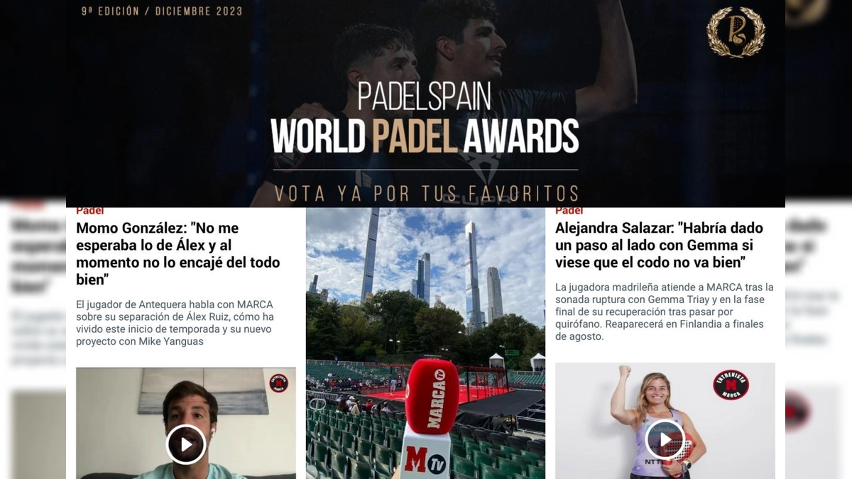 Diario MARCA nominado a 'Mejor proyecto de comunicación' en los PadelSpain World Padel Awards 2023