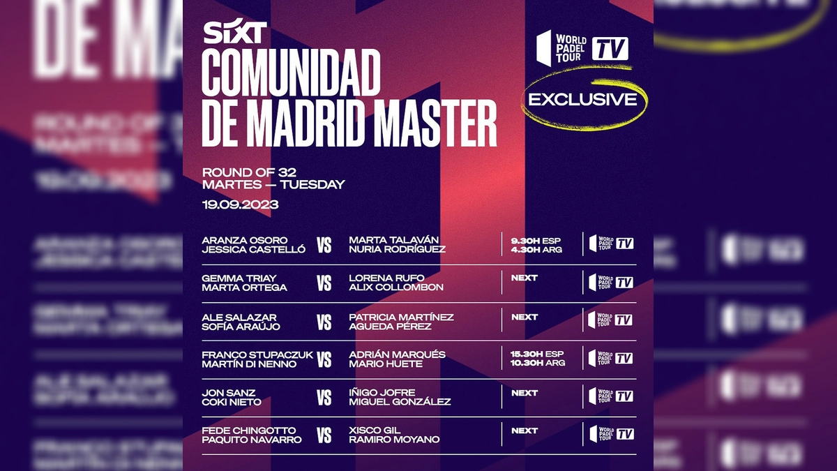 Empieza el World Padel Tour Madrid Master 2023 en la Caja Mágica: Orden de juego para el martes 19 de septiembre